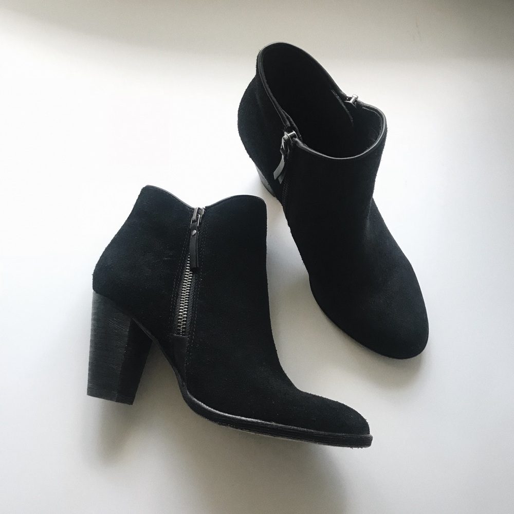Cole Haan Black Suede Ankle Bootie Boots